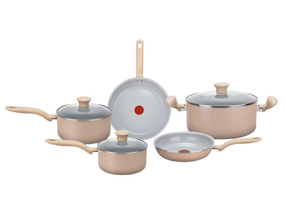 Jogo de Panelas Rochedo de Alumínio Vanilla Fundo Triplo 5 Peças Ceramic Light Sand - 1