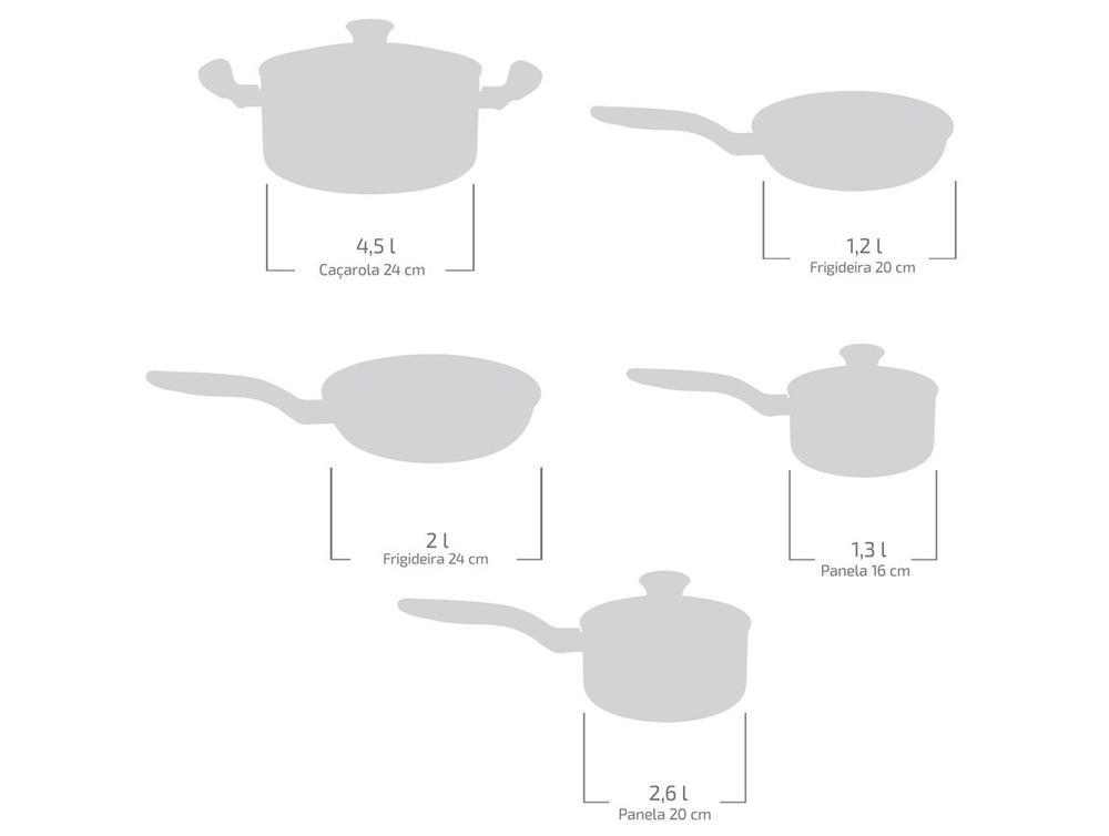 Jogo de Panelas Rochedo de Alumínio Vanilla Fundo Triplo 5 Peças Ceramic Light Sand - 2
