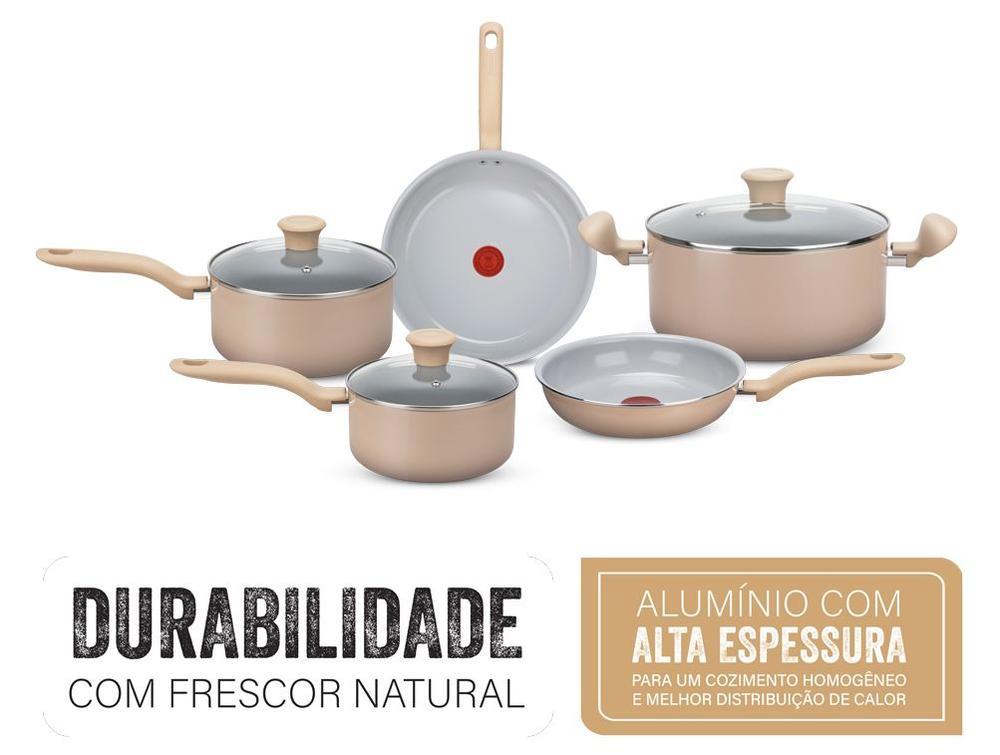 Jogo de Panelas Rochedo de Alumínio Vanilla Fundo Triplo 5 Peças Ceramic Light Sand - 3