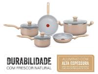 Jogo de Panelas Rochedo de Alumínio Vanilla Fundo Triplo 5 Peças Ceramic Light Sand - 3