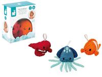 Esponja de Banho Janod Animais Marinhos Azul Laranja e Vermelho 3 Unidades - 1