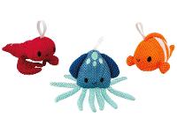 Esponja de Banho Janod Animais Marinhos Azul Laranja e Vermelho 3 Unidades - 3