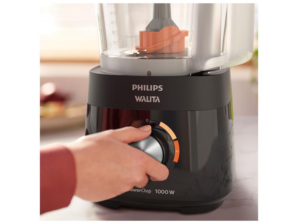 Multi-processador de Alimentos Philips Walita 1000W Preto PowerChop HR7304/91 - 2