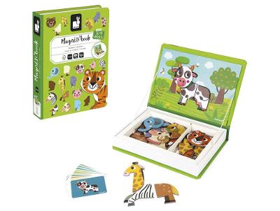 Livro Infantil Magnético Animais da Floresta Janod 10 Cartões 30 Peças Magnéticas