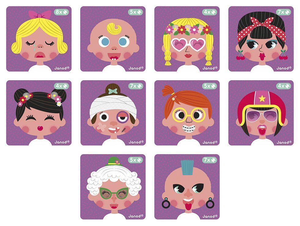 Livro Crazy Faces Acessórios Janod Magnético com Cartões - 7