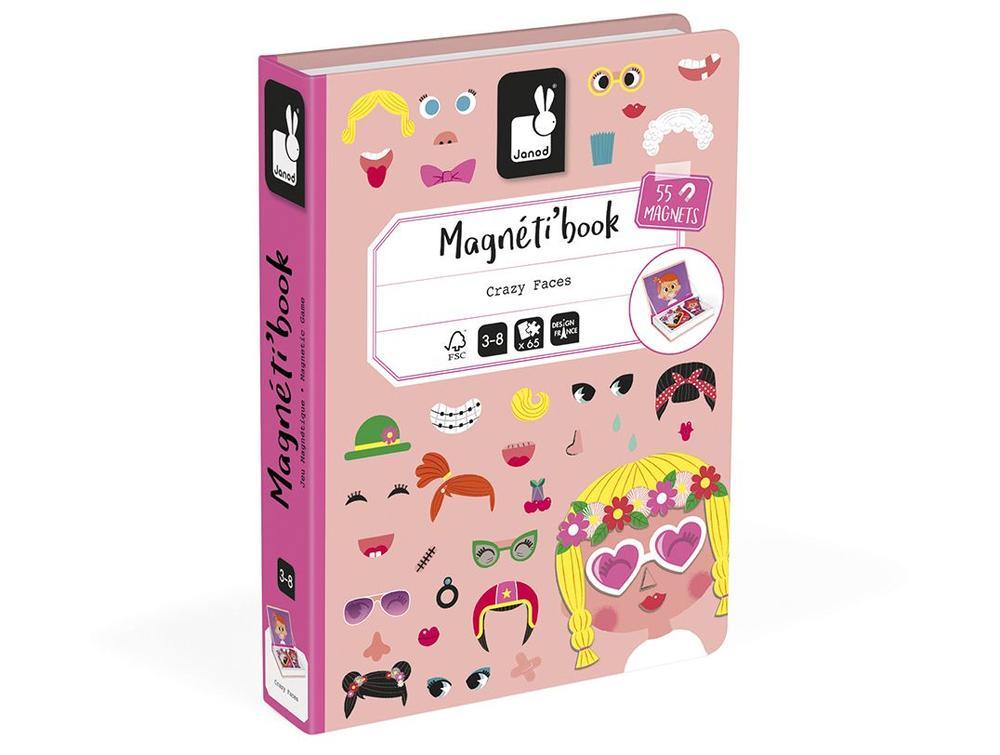 Livro Crazy Faces Acessórios Janod Magnético com Cartões - 8