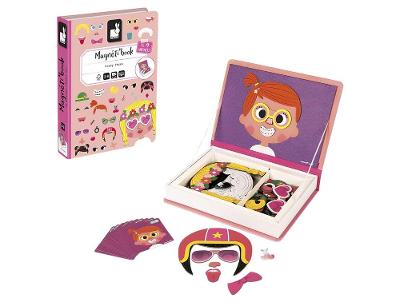 Livro Crazy Faces Acessórios Janod Magnético com Cartões