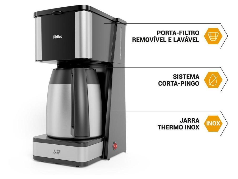Cafeteira Elétrica Philco PCF40D Jarra Inox 40 Xícaras Preta 53901082 - 2
