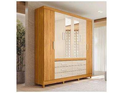 Guarda-roupa Casal com Espelho 6 Gavetas 6 Portas Demobile Paris II