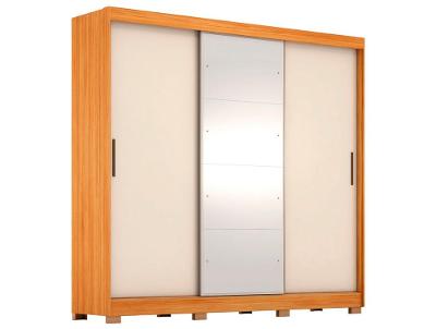 Guarda-roupa Casal com Espelho 6 Gavetas 3 Portas de Correr Demobile Londres