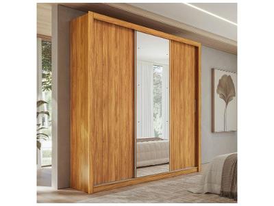 Guarda-roupa Casal com Espelho 2 Gavetas 3 Portas de Correr Demobile Resi