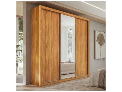 Guarda-roupa Casal com Espelho 2 Gavetas 3 Portas de Correr Demobile Resi