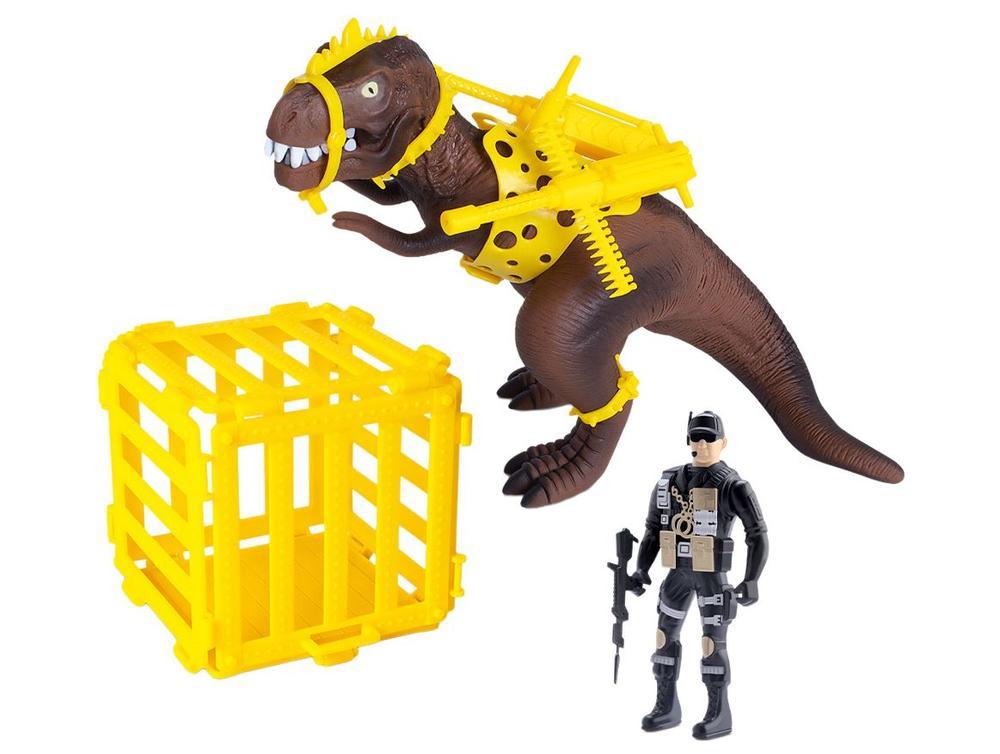 Dinossauro Rex Attack Amarelo e Marrom 10cm  - 1