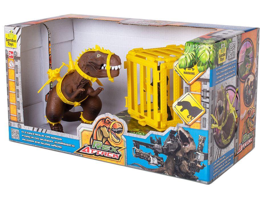 Dinossauro Rex Attack Amarelo e Marrom 10cm  - 6