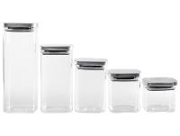 Jogo de Porta-Mantimentos de Vidro Quadrado Brinox Lock & Stock 5 Peças - 1