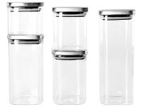 Jogo de Porta-Mantimentos de Vidro Quadrado Brinox Lock & Stock 5 Peças - 2