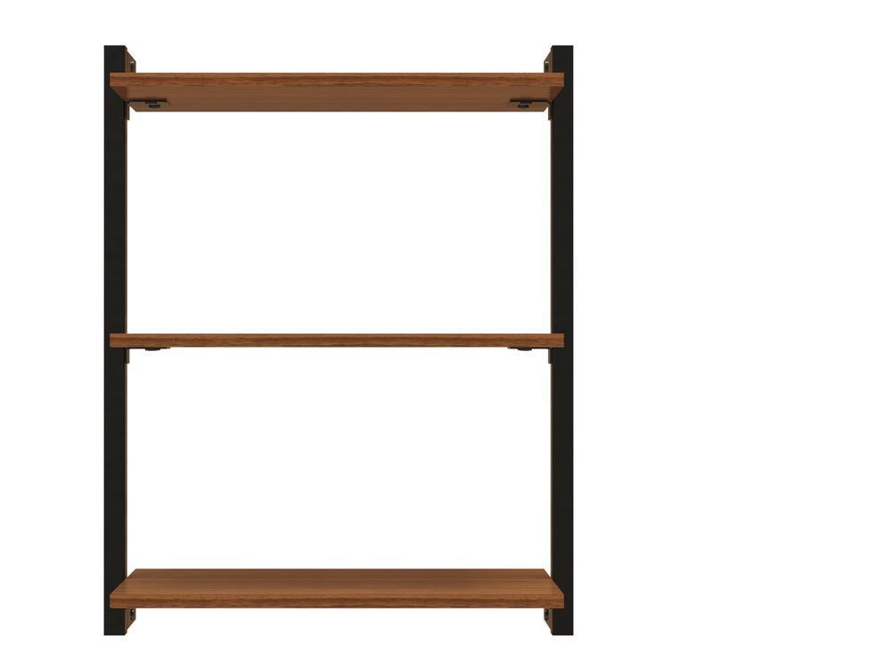 Prateleira Suspensa MDP Amadeirado e Preto D7 Home D-7002 60x55cm - 3