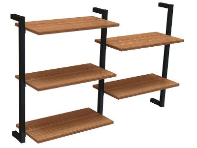 Prateleira Suspensa MDP Amadeirado e Preto D7 Home D-7003 80x50cm