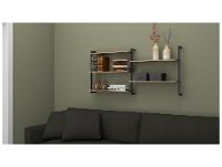 Prateleira Suspensa MDP Amadeirado e Preto D7 Home D-7003 80x50cm - 2