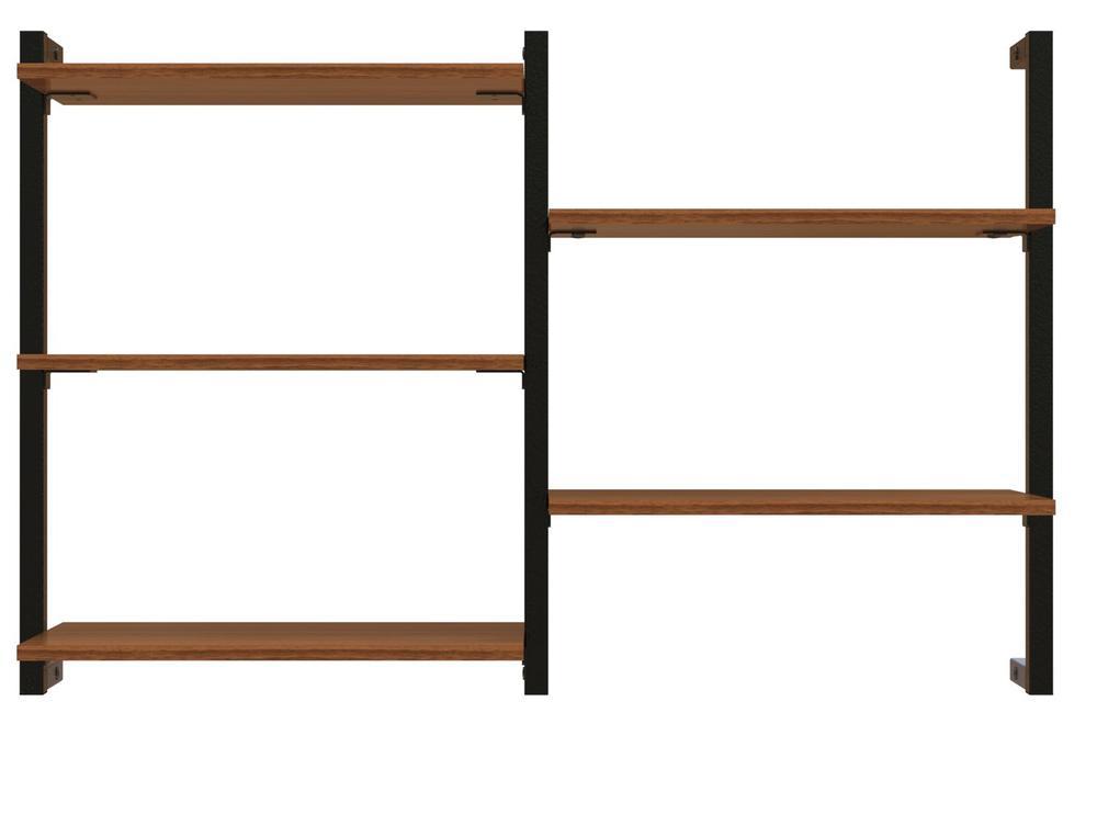 Prateleira Suspensa MDP Amadeirado e Preto D7 Home D-7003 60x50cm - 3