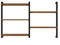 Prateleira Suspensa MDP Amadeirado e Preto D7 Home D-7003 60x50cm - 3