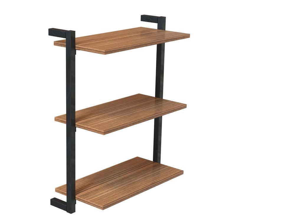 Prateleira Suspensa MDP Amadeirado e Preto D7 Home D-7002 80x55cm - 1