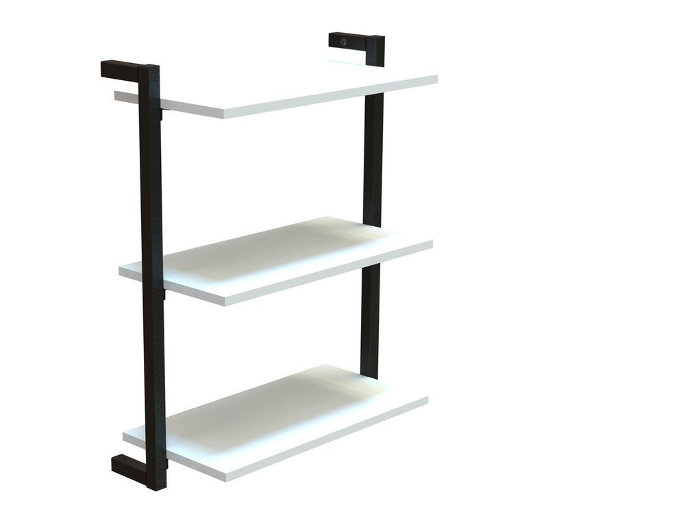 Prateleira Suspensa MDP Branco e Preto D7 Home D-7002 40x55cm - 1