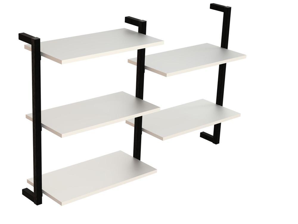 Prateleira Suspensa MDP Branco e Preto D7 Home D-7003 40x50cm - 1