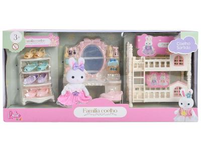 Playset Família Coelho Quarto 20 Peças