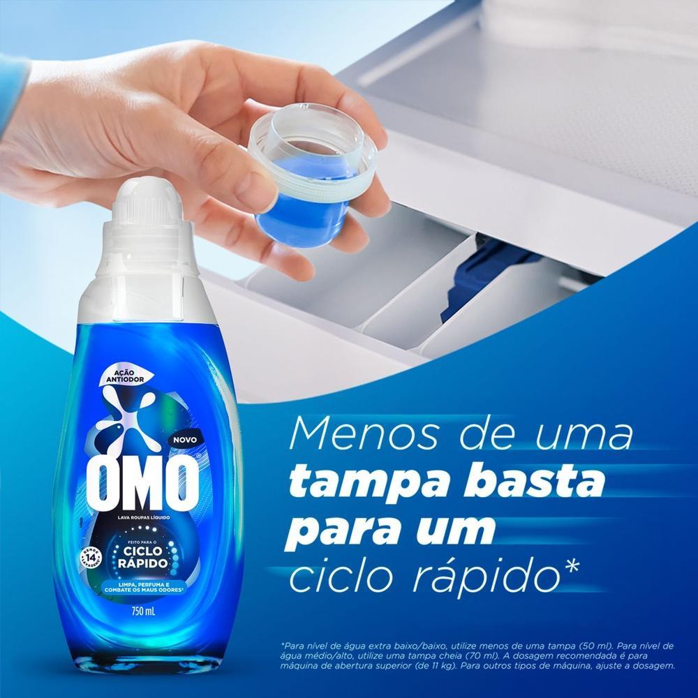 Lava Roupas Líquido Ciclo Rápido OMO Ação Antiodor 750ml - 6