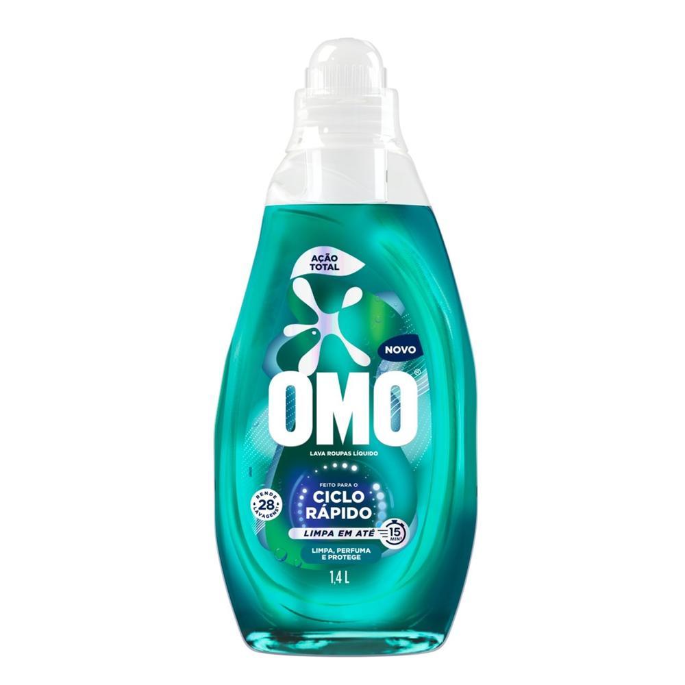 Lava Roupas Líquido Ciclo Rápido OMO Ação Total 1,4L - 3