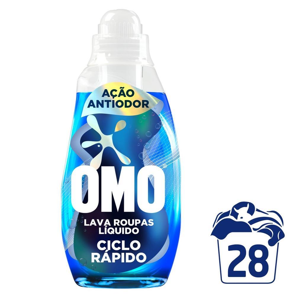 Lava Roupas Líquido Ciclo Rápido OMO Ação Antiodor 1,4L - 2