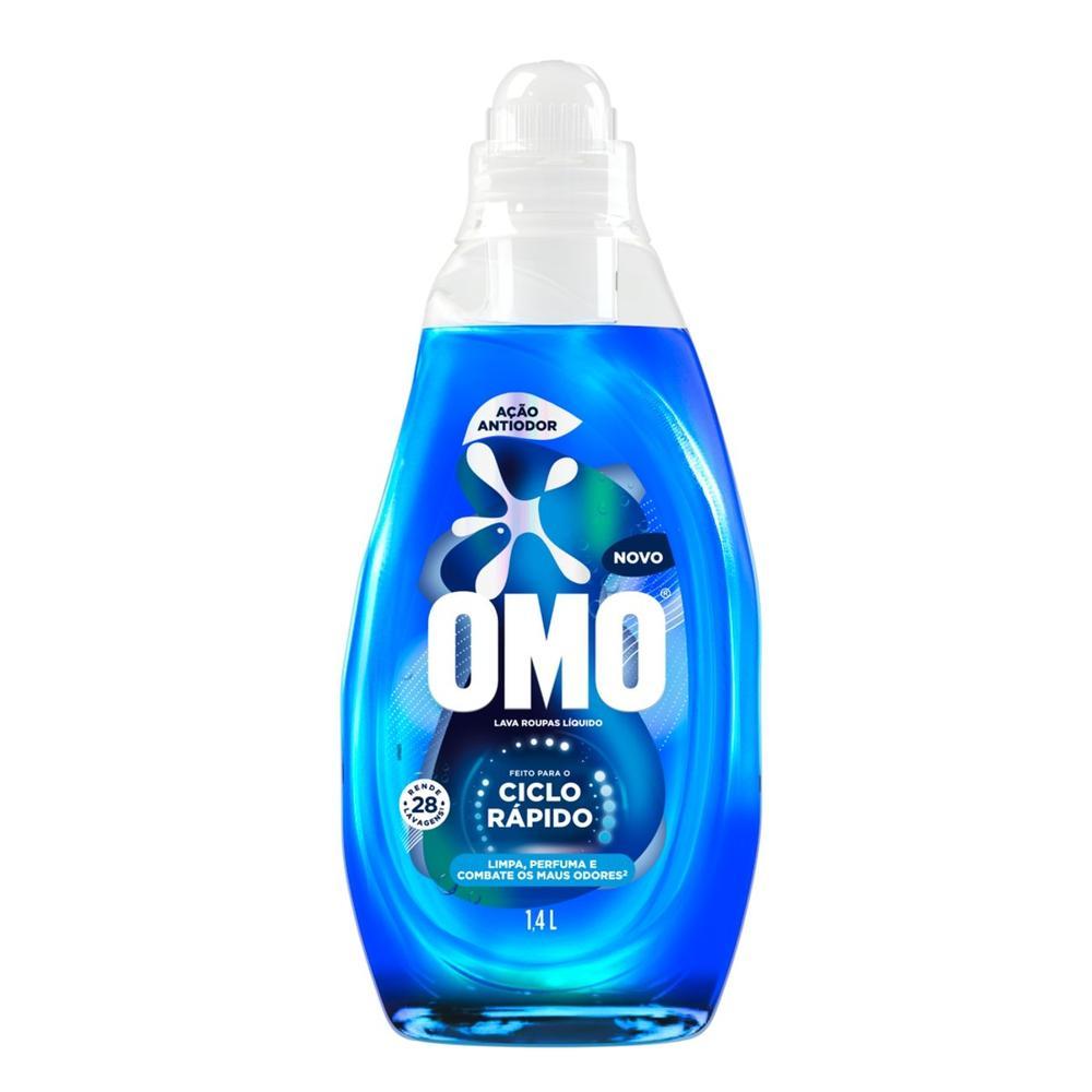 Lava Roupas Líquido Ciclo Rápido OMO Ação Antiodor 1,4L - 3