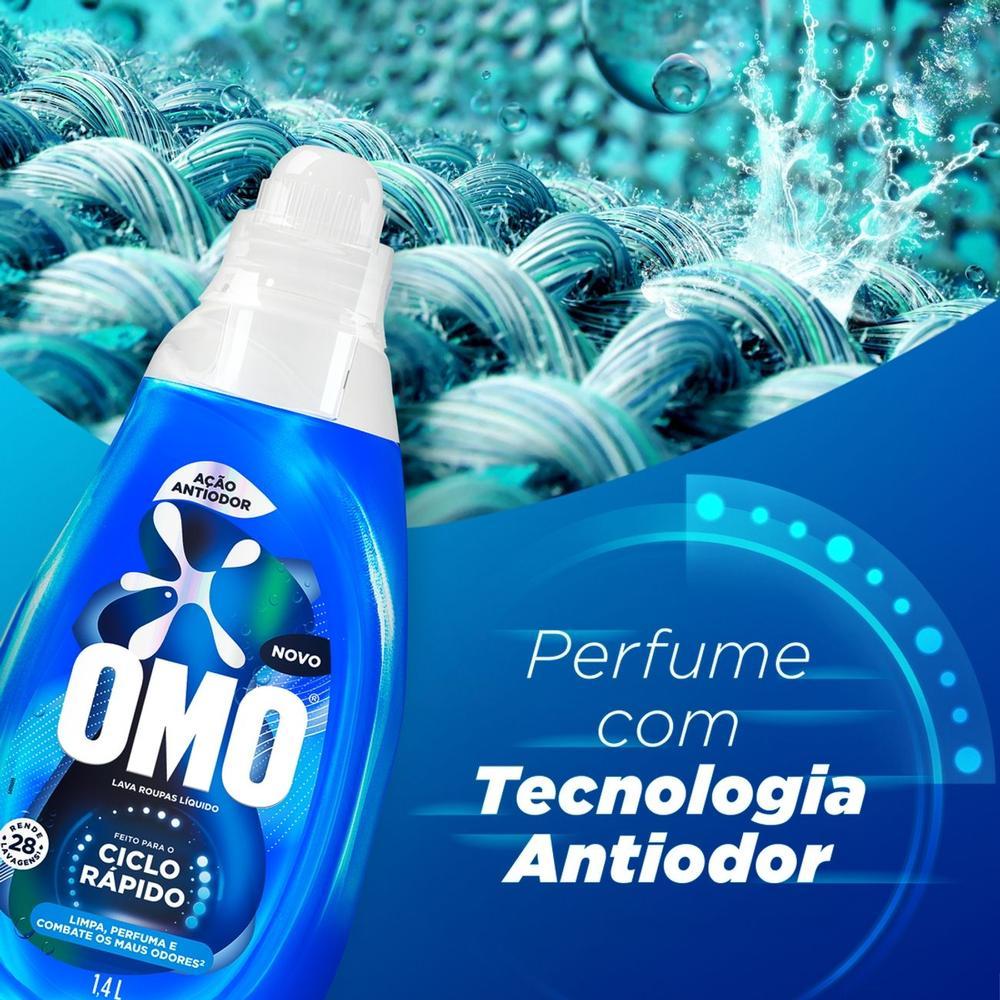 Lava Roupas Líquido Ciclo Rápido OMO Ação Antiodor 1,4L - 8