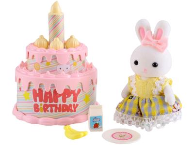 Mini Figura Família Coelho Bolo de Aniversário 