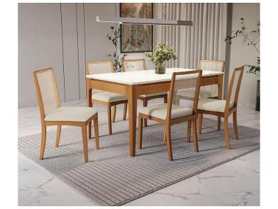 Mesa de Jantar 6 Cadeiras 6 Lugares Retangular Madeira Kappesberg Luna