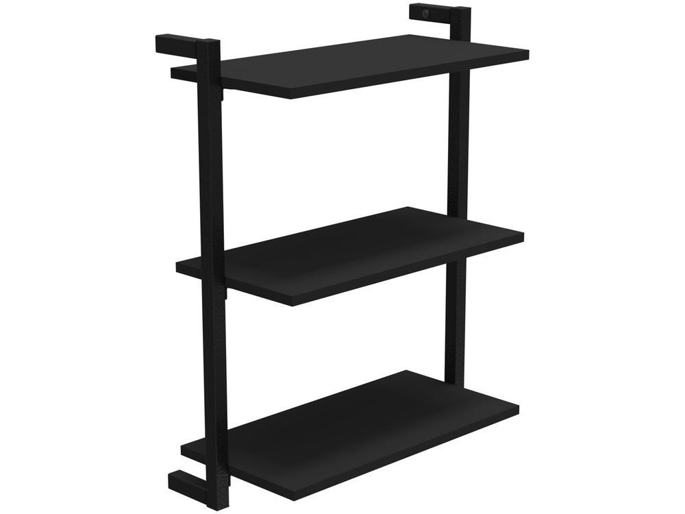 Prateleira Suspensa de MDP e Aço Preta Indusat D7 Home 60cm - 1