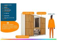 Guarda-roupa Casal com Espelho 6 Gavetas 3 Portas de Correr Móveis Europa Bragança - 2