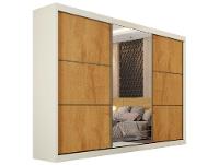 Guarda-roupa Casal com Espelho 6 Gavetas 3 Portas de Correr Móveis Europa Bragança - 5