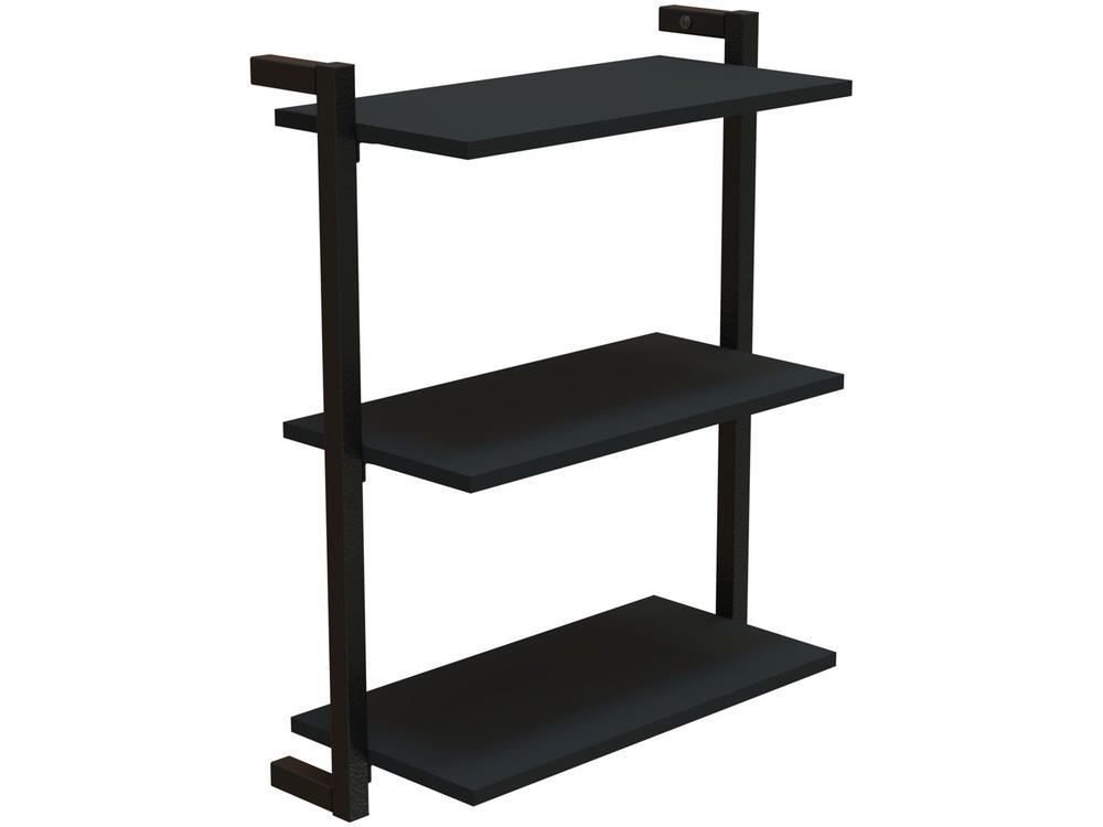 Prateleira Suspensa de MDP e Aço Preta Indusat D7 Home 40cm - 1