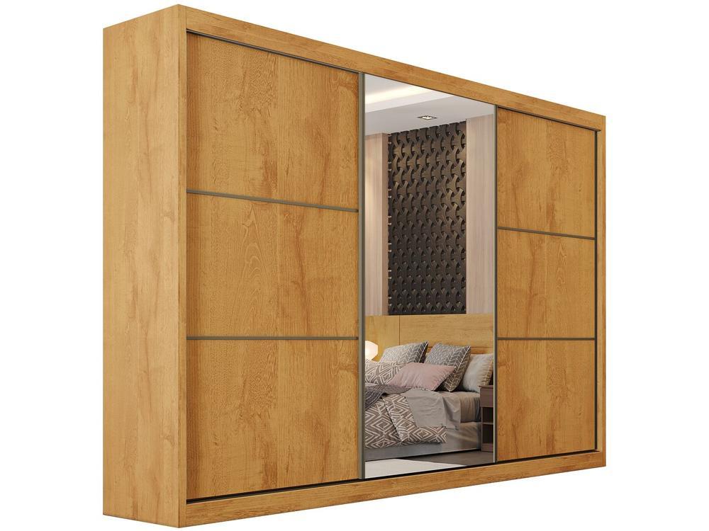 Guarda-roupa Casal com Espelho 6 Gavetas 3 Portas de Correr Móveis Europa Bragança - 5