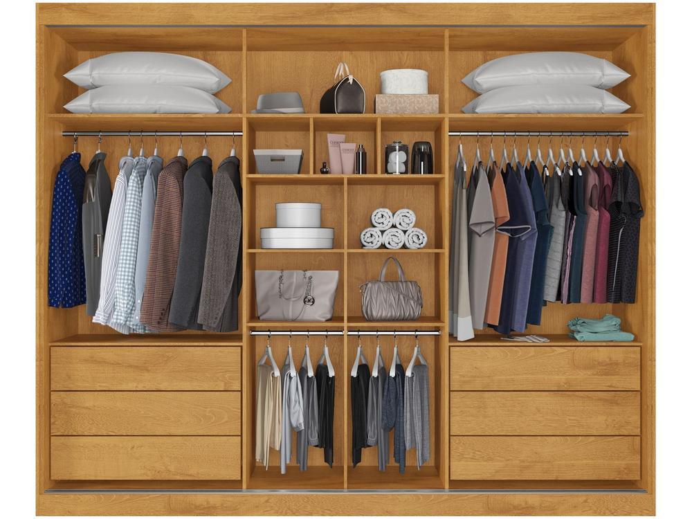 Guarda-roupa Casal com Espelho 6 Gavetas 3 Portas de Correr Móveis Europa Bragança - 6