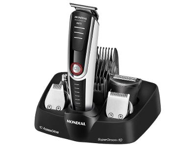 Aparador de Pelos Super Groom 10 BG-08 Mondial 6W Bivolt Preto e Branco