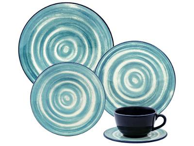 Aparelho de Jantar e Chá 20 Peças Oxford Daily Redondo Azul Unni Oceânica