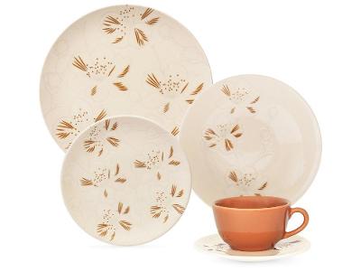 Aparelho de Jantar e Chá 20 Peças Oxford Daily Redondo de Cerâmica Unni Orquídea