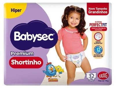 Fralda Shortinho BabySec Premium Galinha Pintadinha XXXG 19kg 32 Unidades