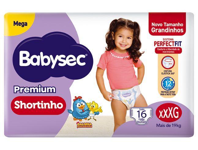 Fralda Shortinho BabySec Premium Galinha Pintadinha XXXG 19kg 16 Unidades - 1