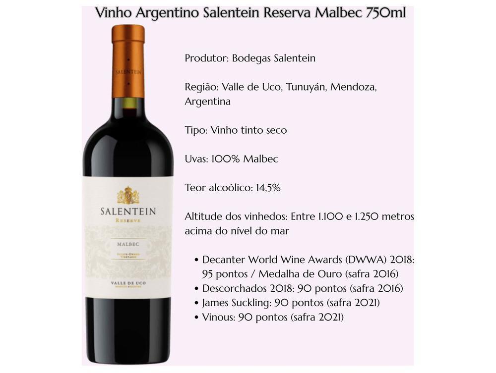 Vinho Tinto Seco Salentein Reserva Argentina 750ml - 3