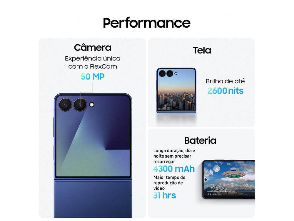 Smartphone Samsung Galaxy Z Flip7 512GB Preto 5G Tela 6,9" Câm. Dupla 50MP Galaxy AI - 5