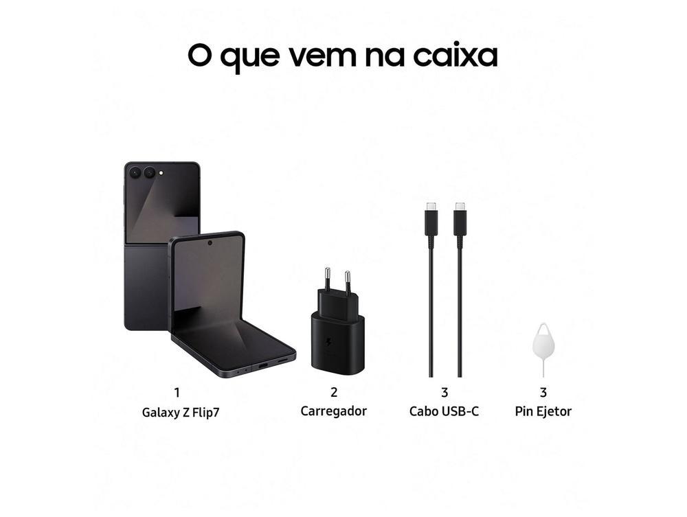 Smartphone Samsung Galaxy Z Flip7 256GB Preto 5G Tela 6,9" Câm. Dupla 50MP Galaxy AI - 8